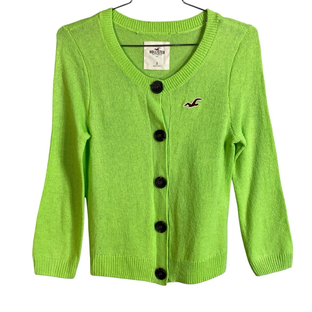 Hollister Green Cardigan Sweater